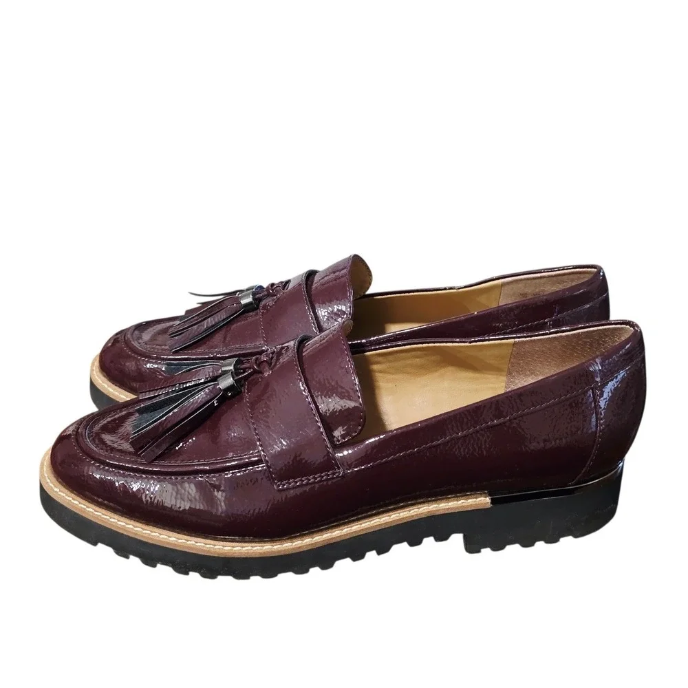 FRANCO SARTO Burgundy Patent Loafers Preppy Academia Classic Chic 9M office core